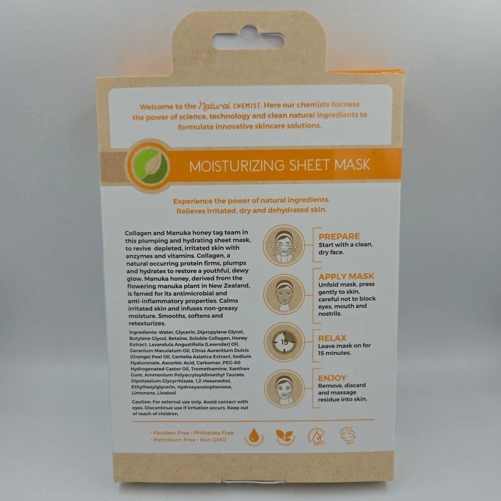 5 Packs Collagen & Manuka Honey Sheet Face Mask-Moisturizing, Anti-aging Firming